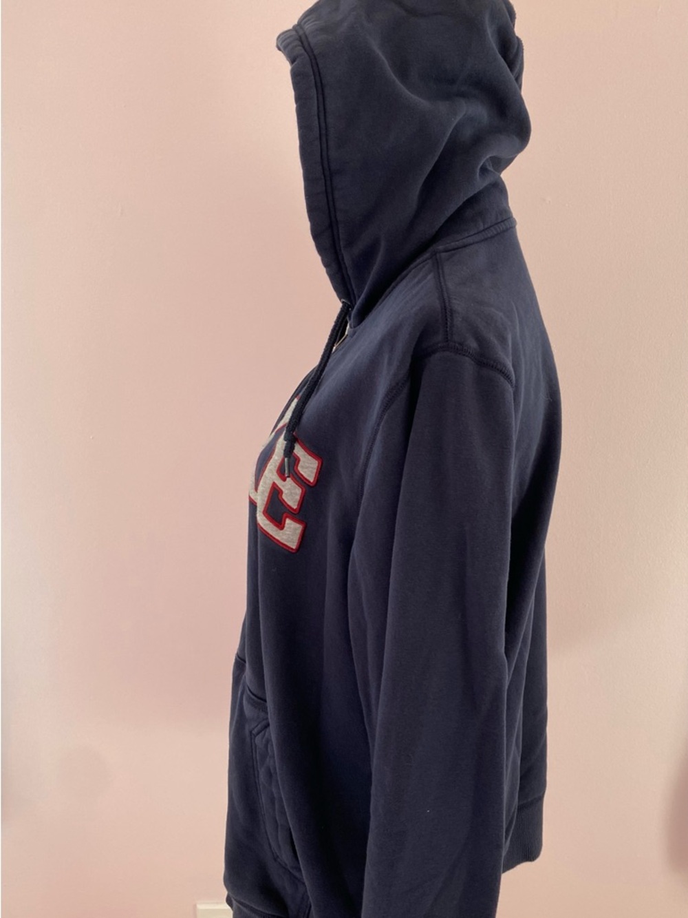 Nike Navy Full-Zip Hoodie with Red-Trim NIKE Letters - Picture 4 of 10